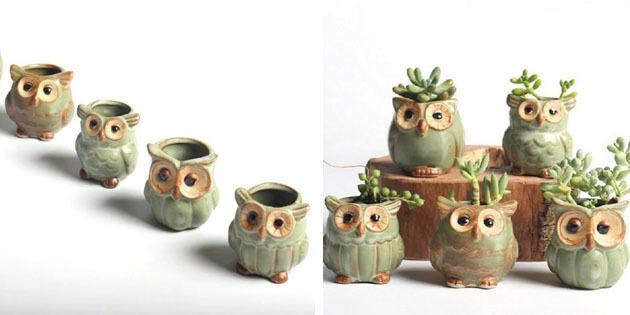 Pots with owls with Aliexpress home garden