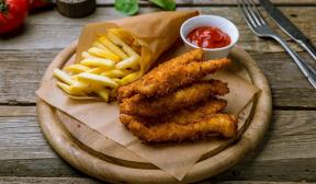 Breaded crispy chicken sticks