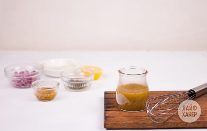 Salad dressing stored in the refrigerator