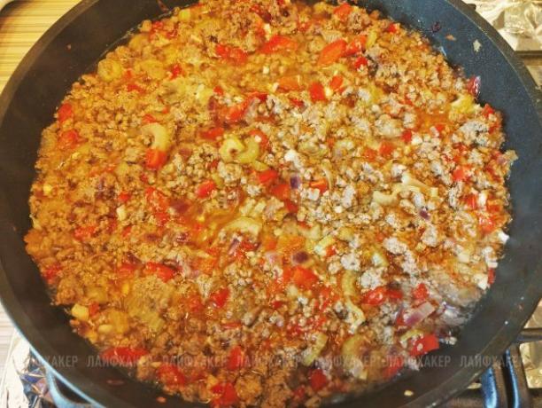 Add some water or dry white wine to the Slob Joe burger mince, if desired