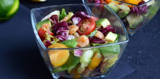 Recipes: Salad with avocado, shrimp and tomatoes