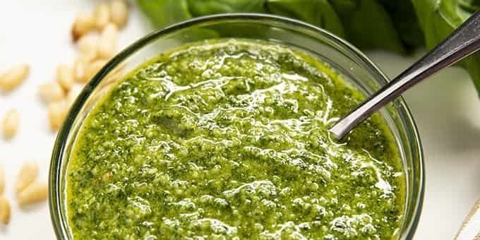 Classic pesto with basil and pine nuts