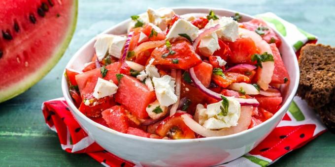 Watermelon and Soft Cheese Salad by Jamie Oliver