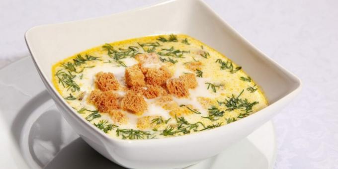 Cheese soup with patissons