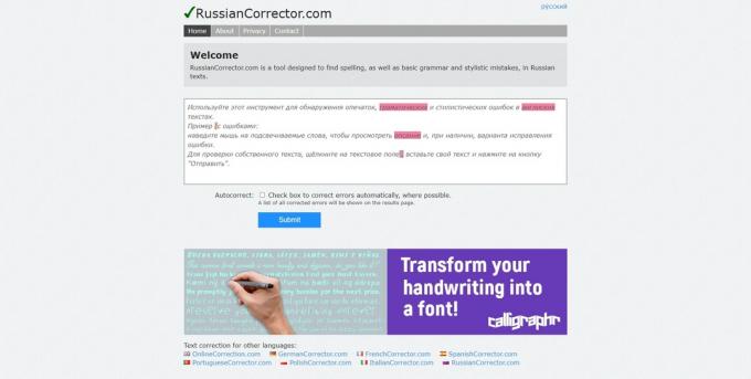 Online punctuation checker: RussianCorrector.com