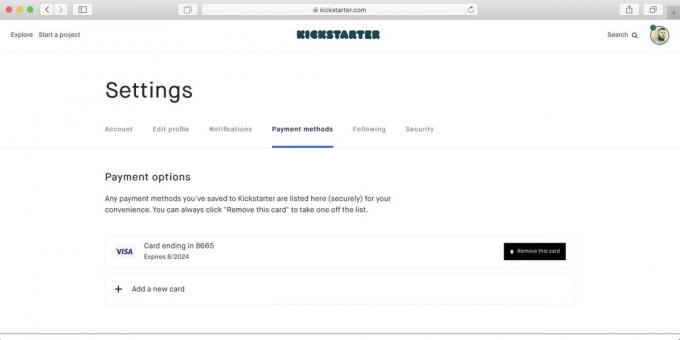 How to buy on Kickstarter: then the card will appear in the list of available payment methods