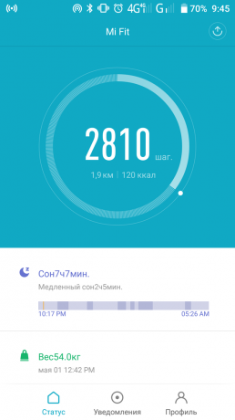 Mi Fit: activity statistics