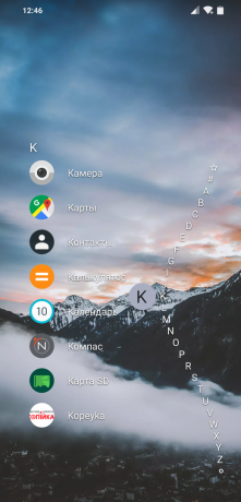 Launcher for Android Niagara Launcher: alphabet can be displayed on the right wave