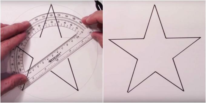How to draw a star using a protractor