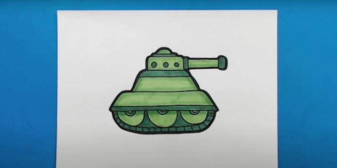 Drawing of the tank with markers or felt-tip pens
