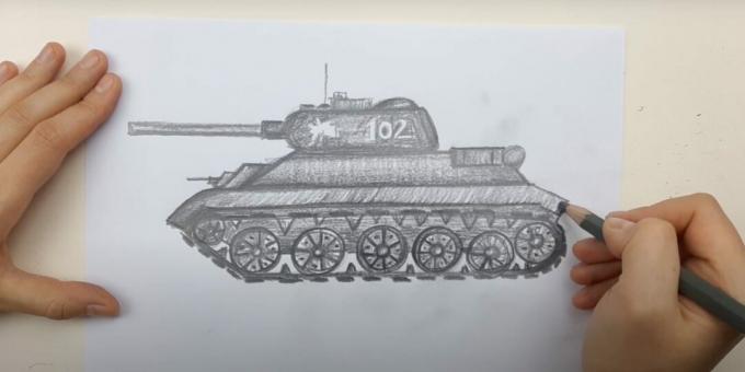 Drawing a tank with a simple pencil