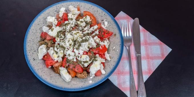 Dakos - Greek salad with croutons, tomatoes and feta