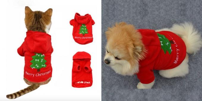 Christmas costumes for dogs and cats: the red jacket 