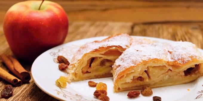 How to cook strudel with apples from homemade puff pastry