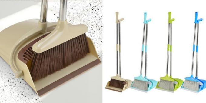 Broom and shovel with a long handle