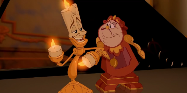 Lumiere and Cogsworth from the original cartoon 1991