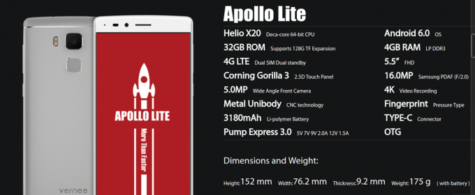 Apollo Lite: technical harketeristiki