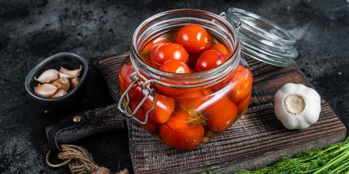 Salted tomatoes in mineral water