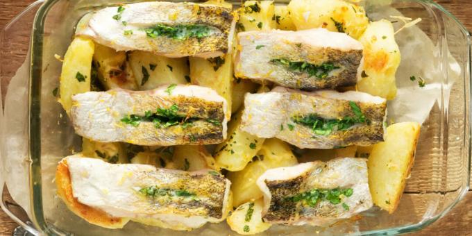 Pike perch baked in the oven with potatoes