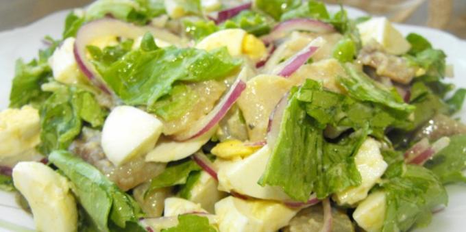 Recipes for salads without mayonnaise: Salad with herring, eggs and onions