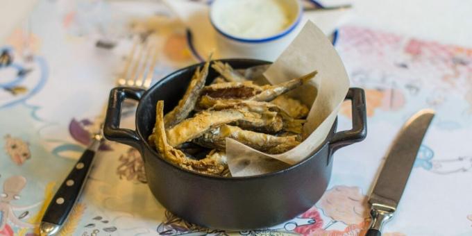 Sprat fried in a frying pan