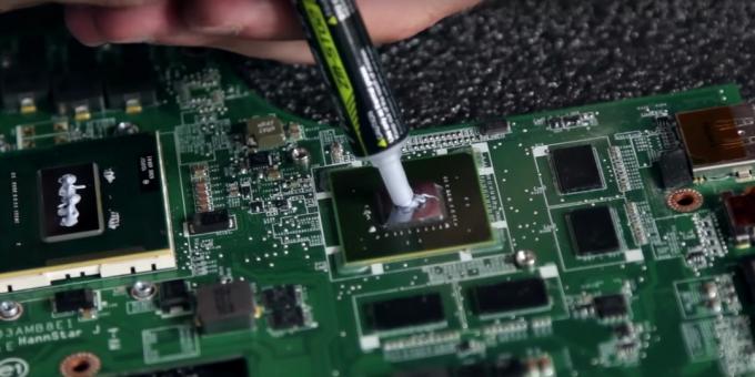 Replace the thermal grease while brushing laptop