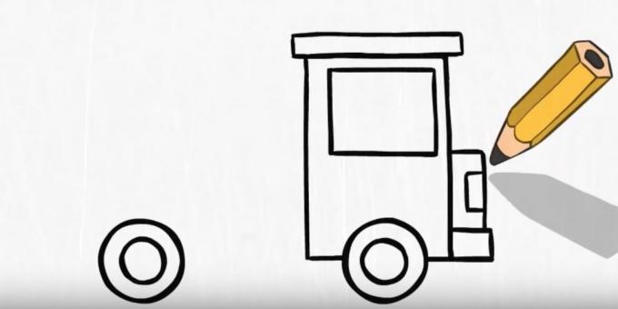 How to draw a fire truck: design the front 