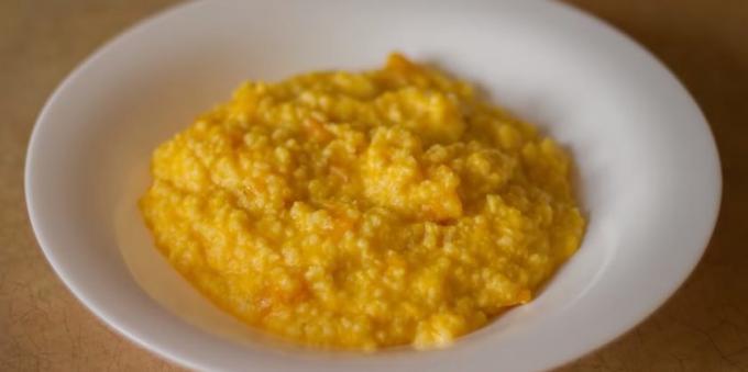Millet porridge with pumpkin on a plate