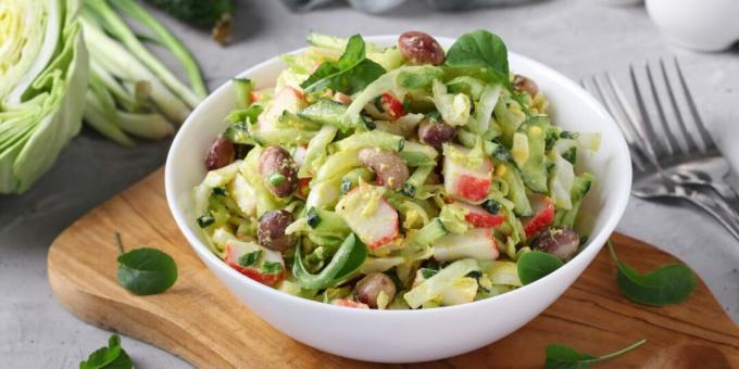 Salad with beans and crab sticks