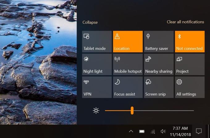 Spring update the version of Windows 10: improvements in the quick settings panel