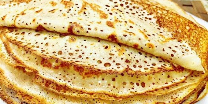 Openwork pancakes with milk and kefir - recipe