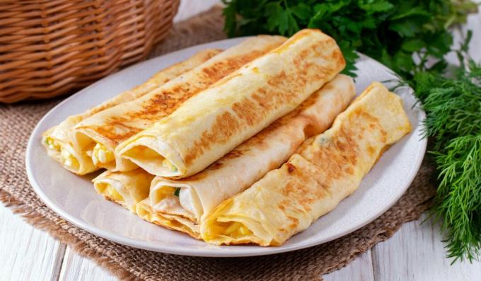 Lavash rolls with potatoes and cheese