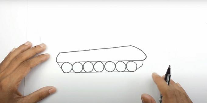 How to draw a tank: add a caterpillar