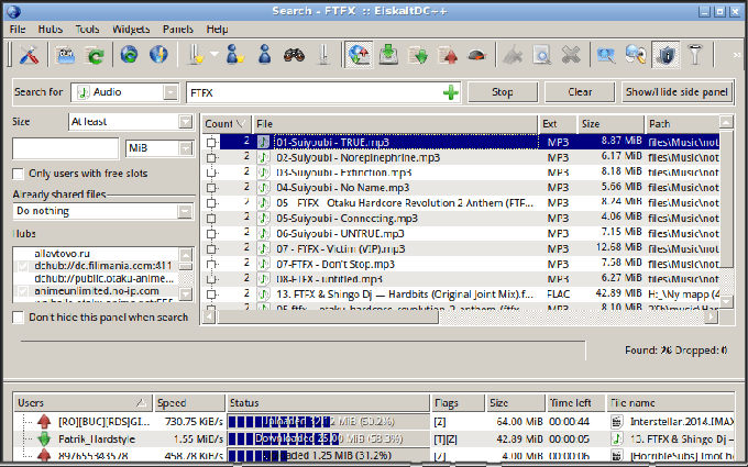 found on the Internet: how to download a file via the DC ++