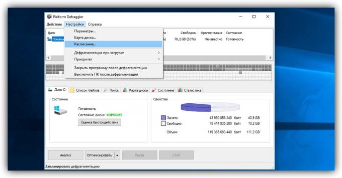 Disk Defragmenter in Windows XP using Defraggler