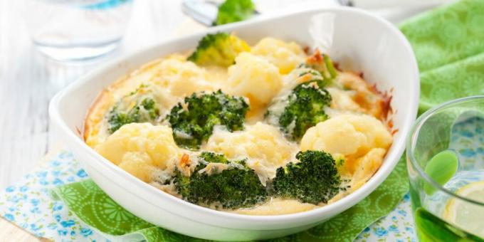 Casserole with cauliflower and broccoli