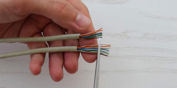 How to crimp a twisted pair cable: Align and trim the wires