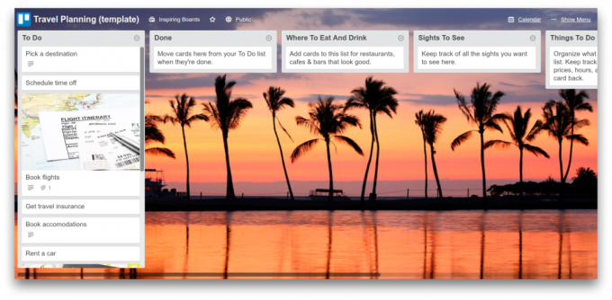 travel planning Trello