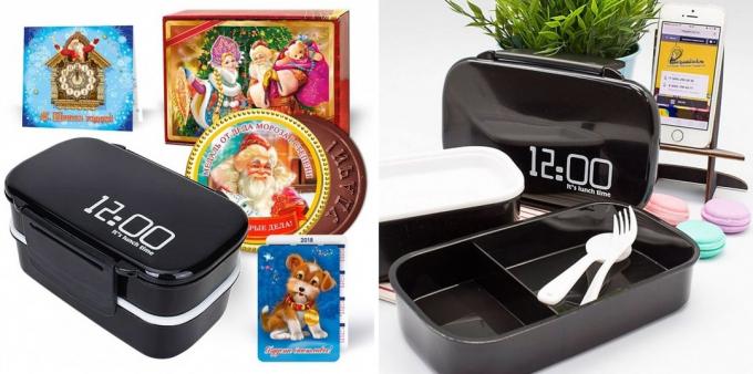 gifts on New Year set with lunch boxes