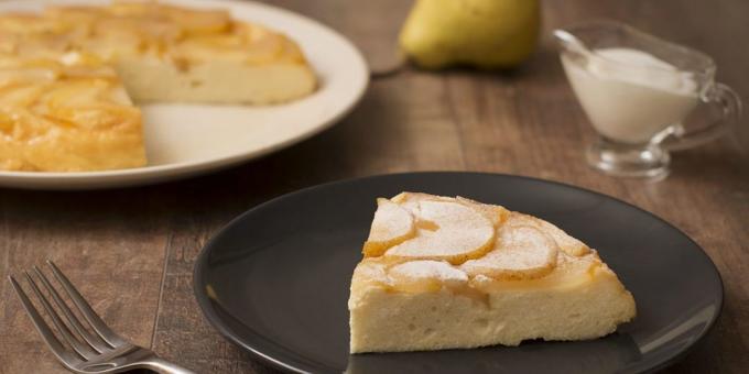 Cheese casserole recipe with caramelised pears