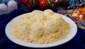 This festive salad "Snowdrift" you will cook every year