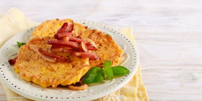 Baked pumpkin pancakes with cheese