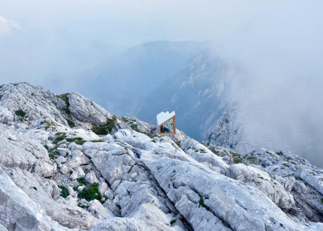 Little House on the top of the mountain for recreation climbers Alpine Shelter, Court House