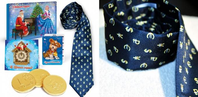 gifts on New Year set with a tie