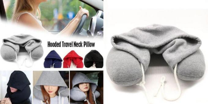 Road pillow with a hood