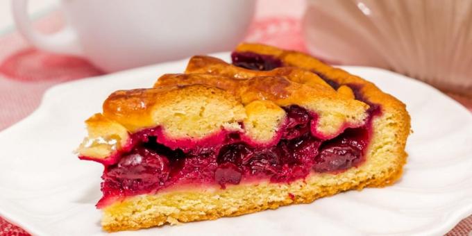 Cherry pie on a yeast dough