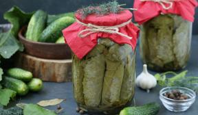 Cucumbers in grape leaves for the winter