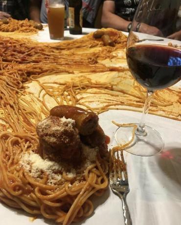 spaghetti on the table