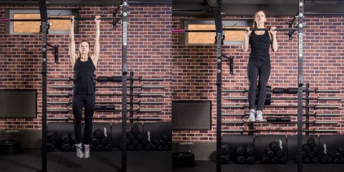 Exercises on the back: straight grip pullups