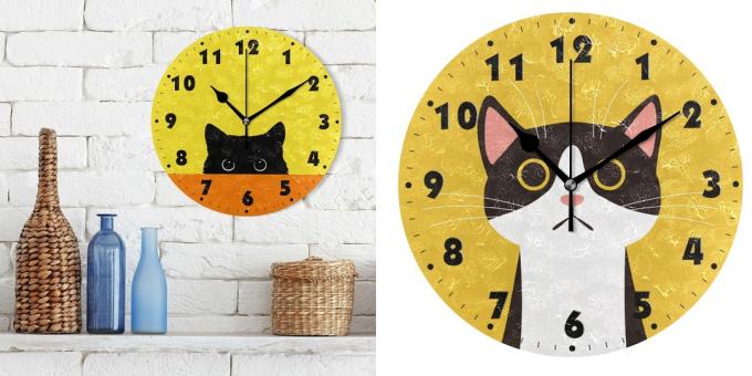 Wall clock with cats 